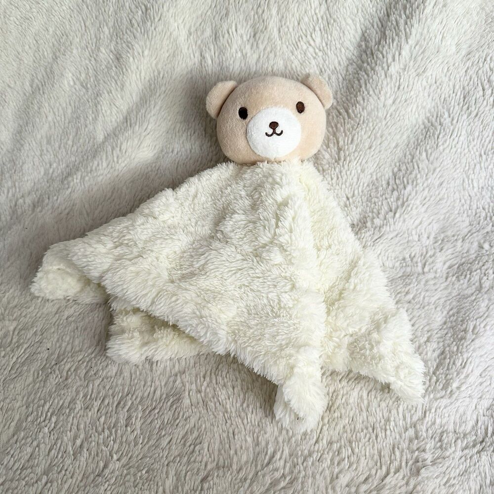 Tan Cream White Mouth Teddy Bear Baby Lovey 14” Square Infant Soother Plush Toy